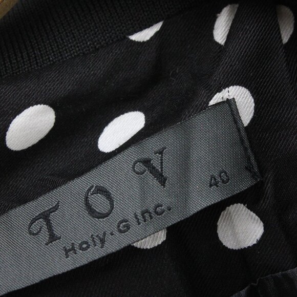 TOV Holy Jacket Womens Size 40 Black Polka Dot Long Sleeve Open Front Polyester - Picture 5 of 9
